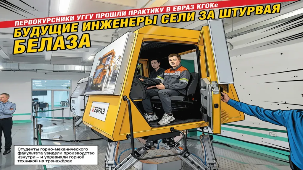 Первокурсники УГГУ прошли практику в ЕВРАЗ КГОКе. Будущие инженеры сели за штурвал БелАЗа